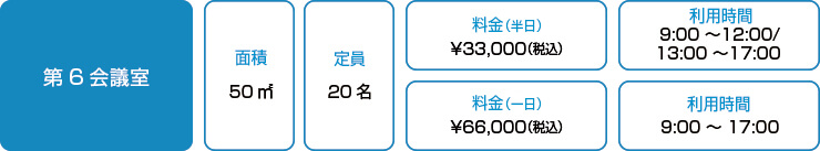 第6会議室利用料金表